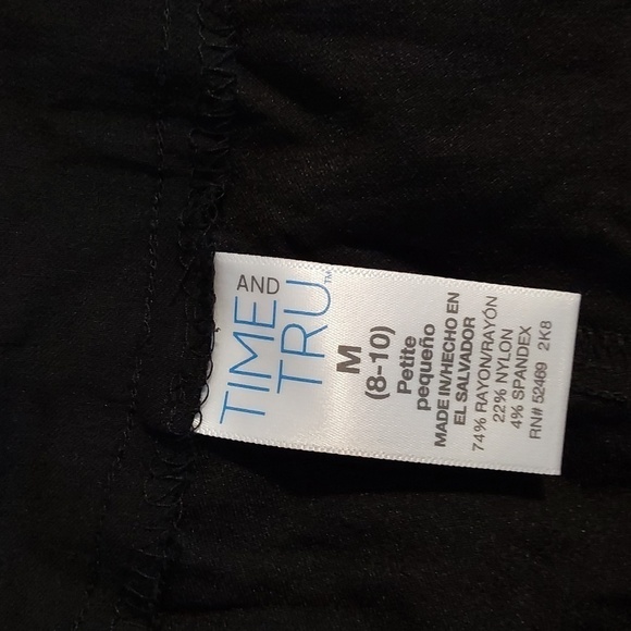 Time And Tru-Black Straight Leg Mid Rise Dress Pants Petite Stretch Sz.M - Picture 9 of 9